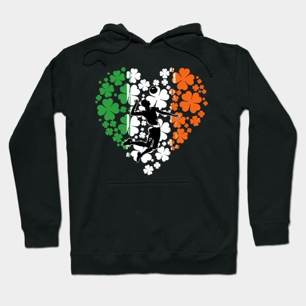 Volleyball Player Heart Ireland Flag Patrick's Day Hoodie by NatalitaJK